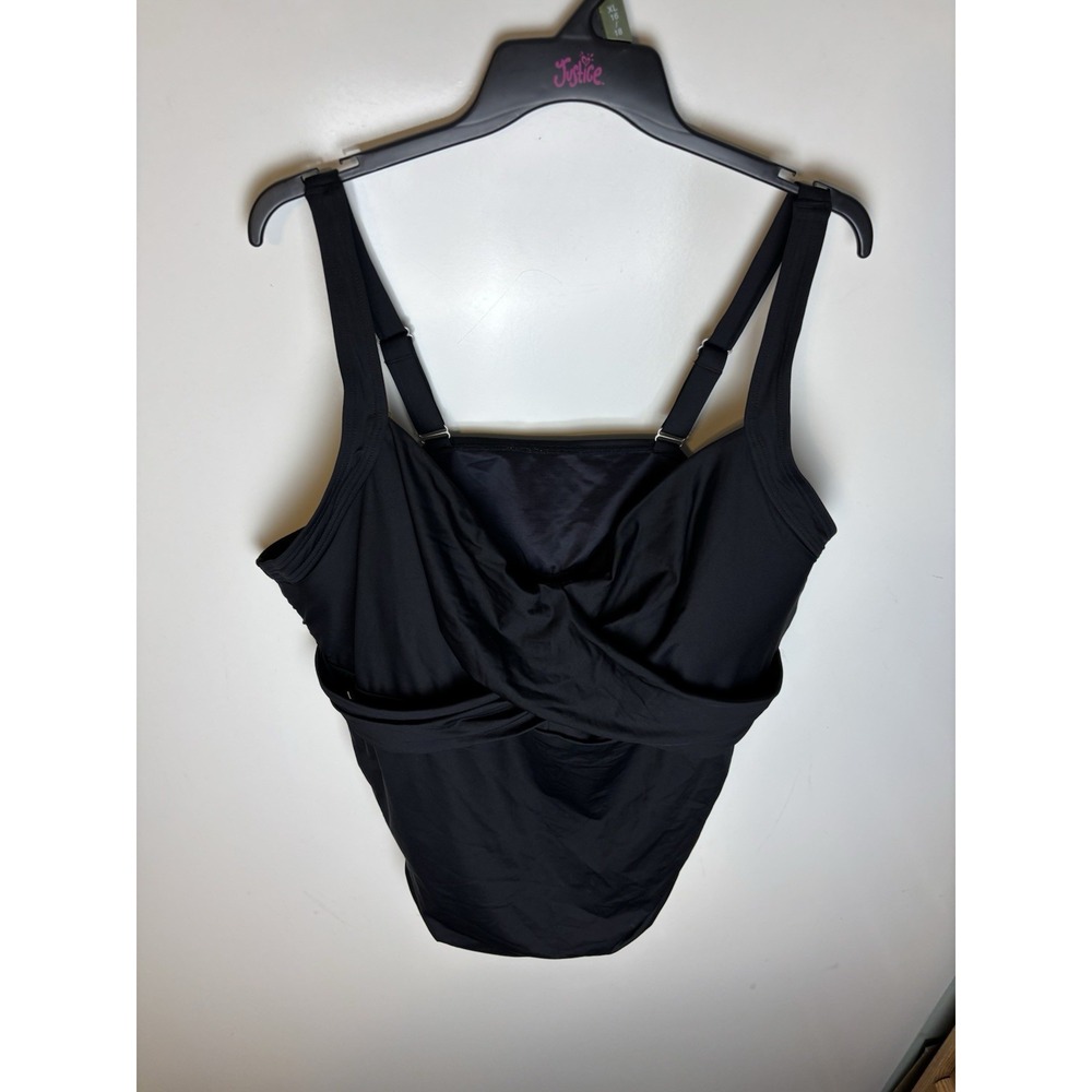 Lands End Tankini Top 22W Sweetheart Wrap Underwire Black Womens Swimwear Swim
